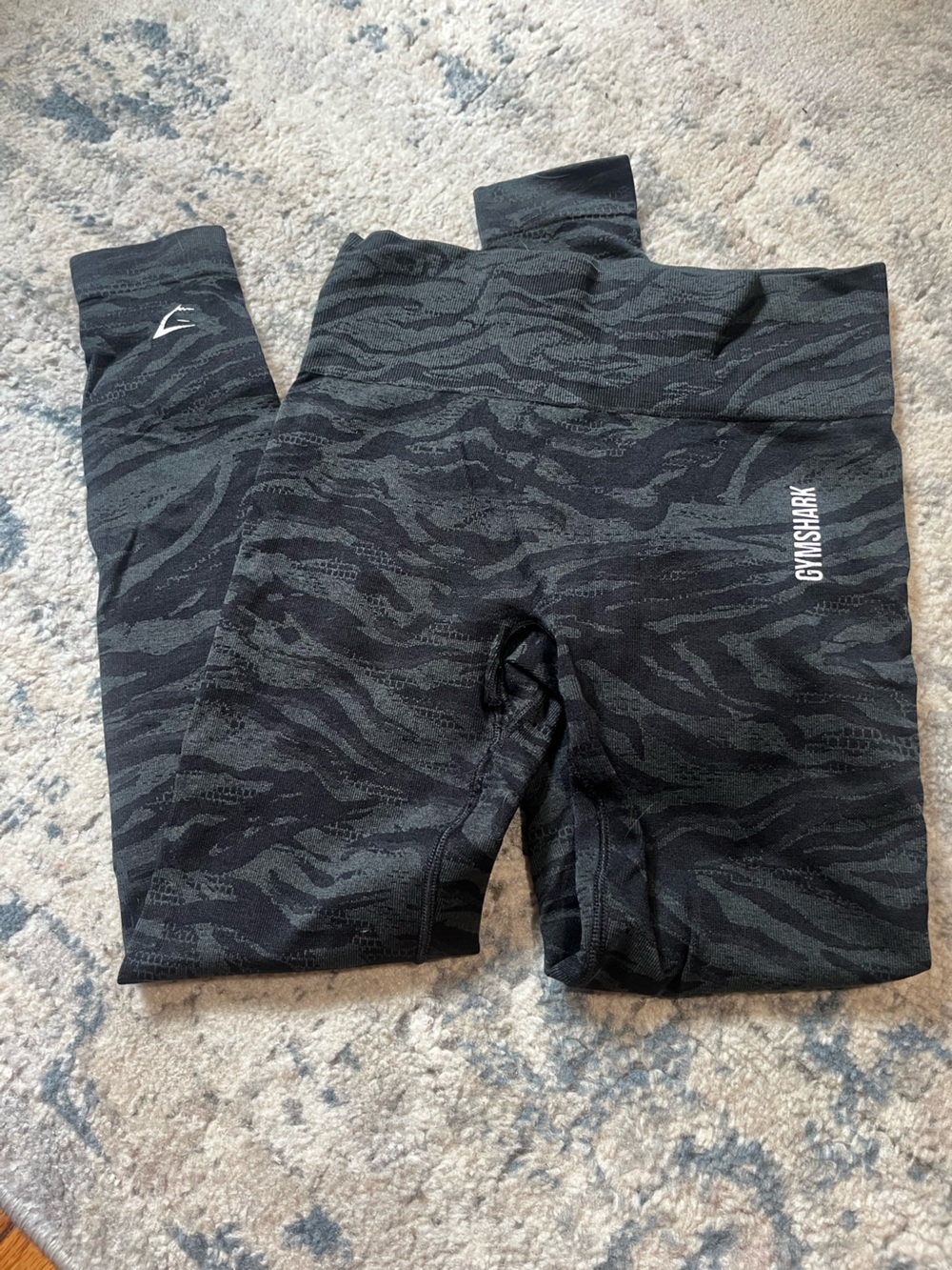 Gymshark Black & Charcoal Zebra-Print Seamless Leggings